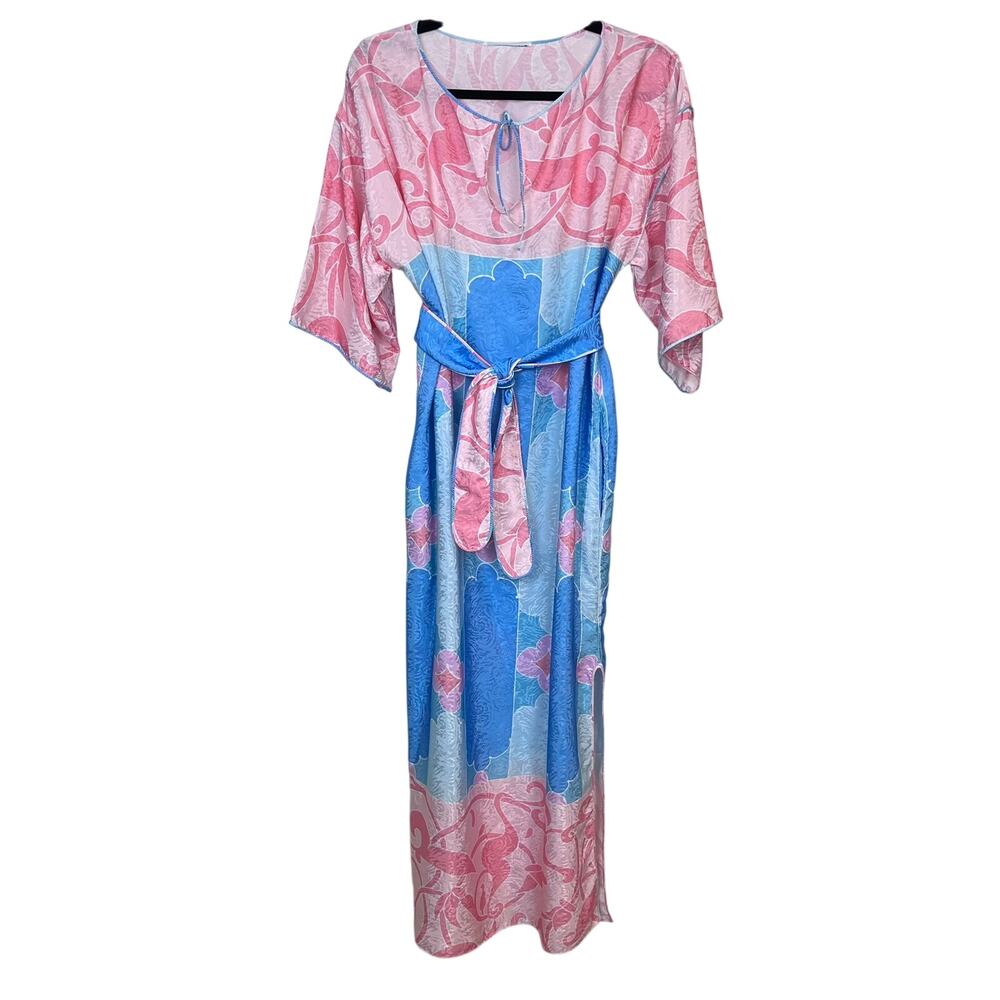 Vintage Mary McFadden Pastel Kaftan Caftan Lounge Gown Dress 80s 90s